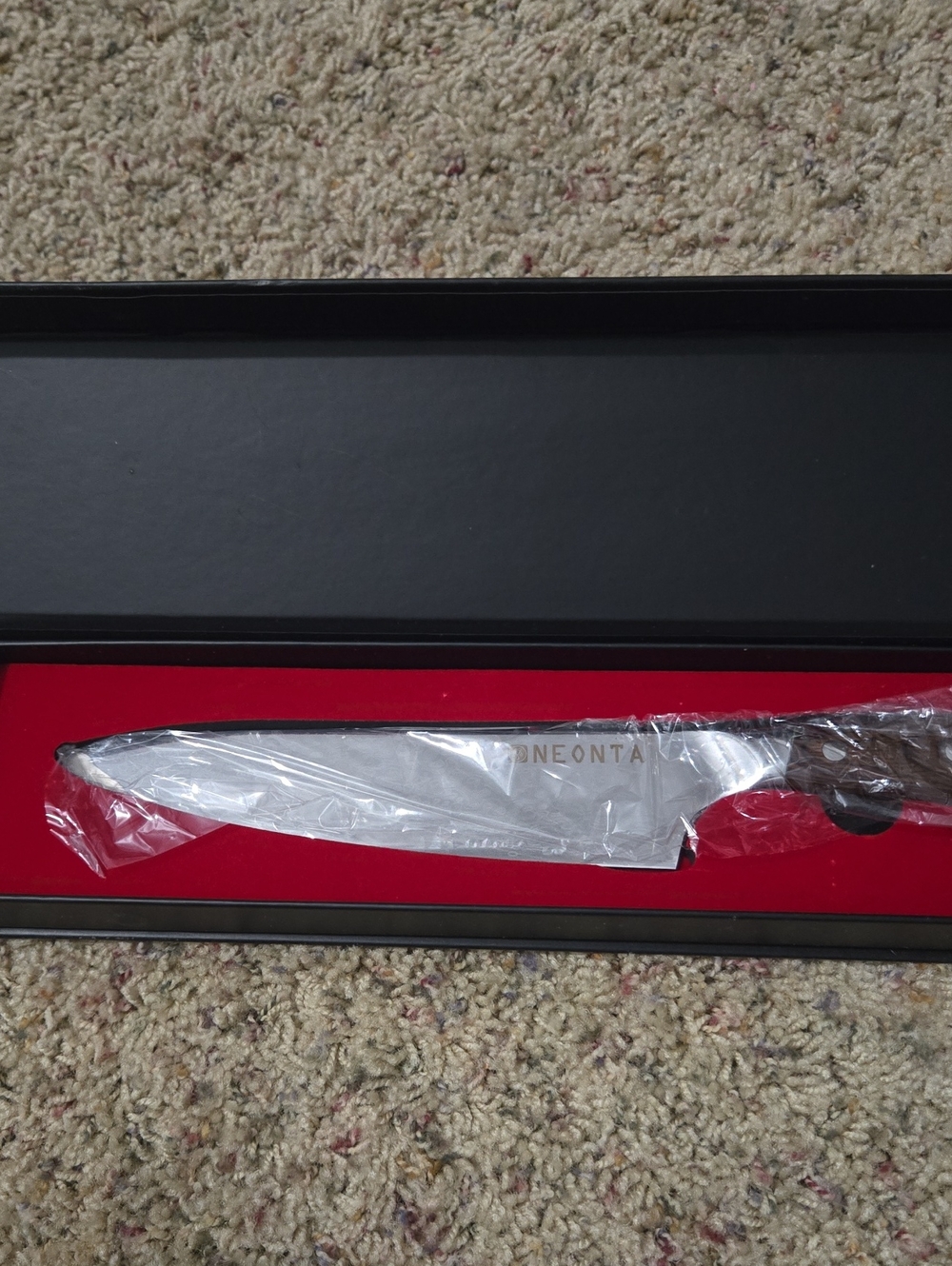 8" Stainless Steel Chef Knife with Dark Wood Handle - Black Oneonta